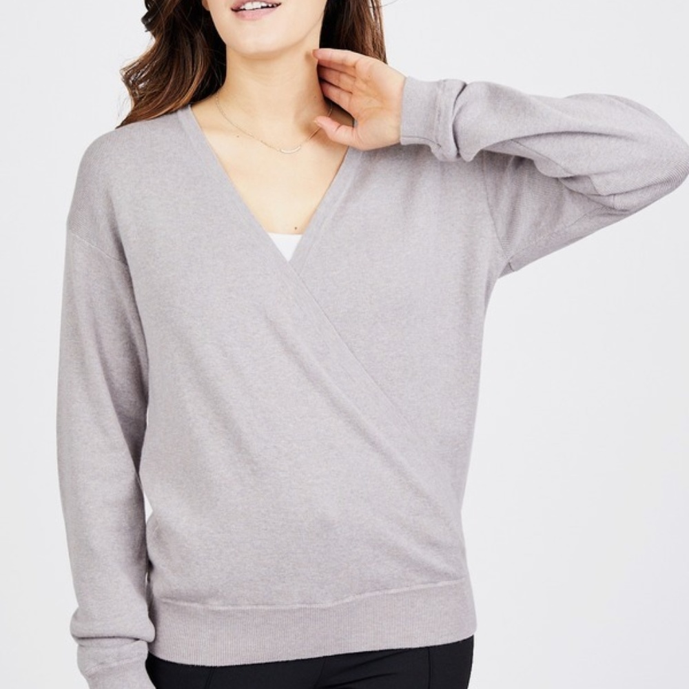 August 1 Eight Faux Wrap Sweater
